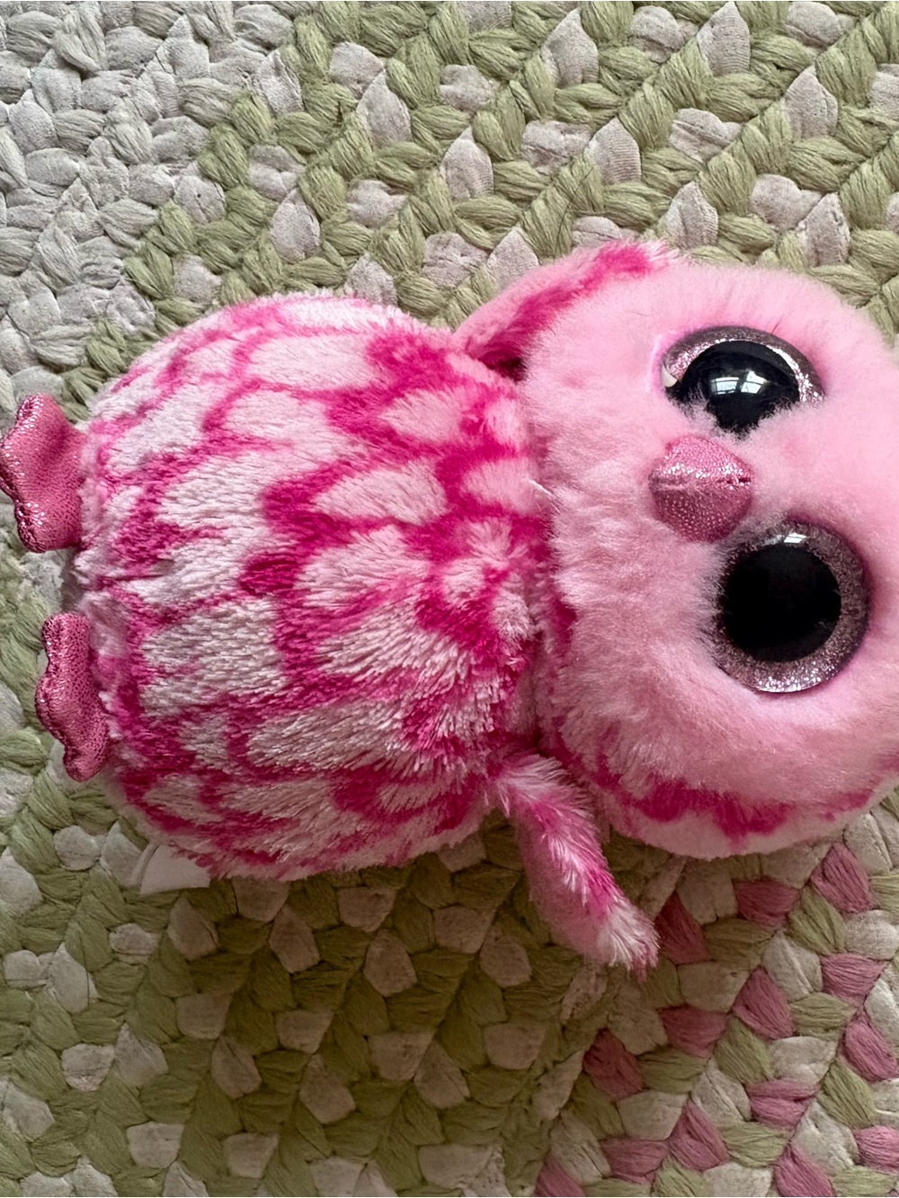 Ty Pink Plush Owl Small Pet Toy with Glitter Eyes